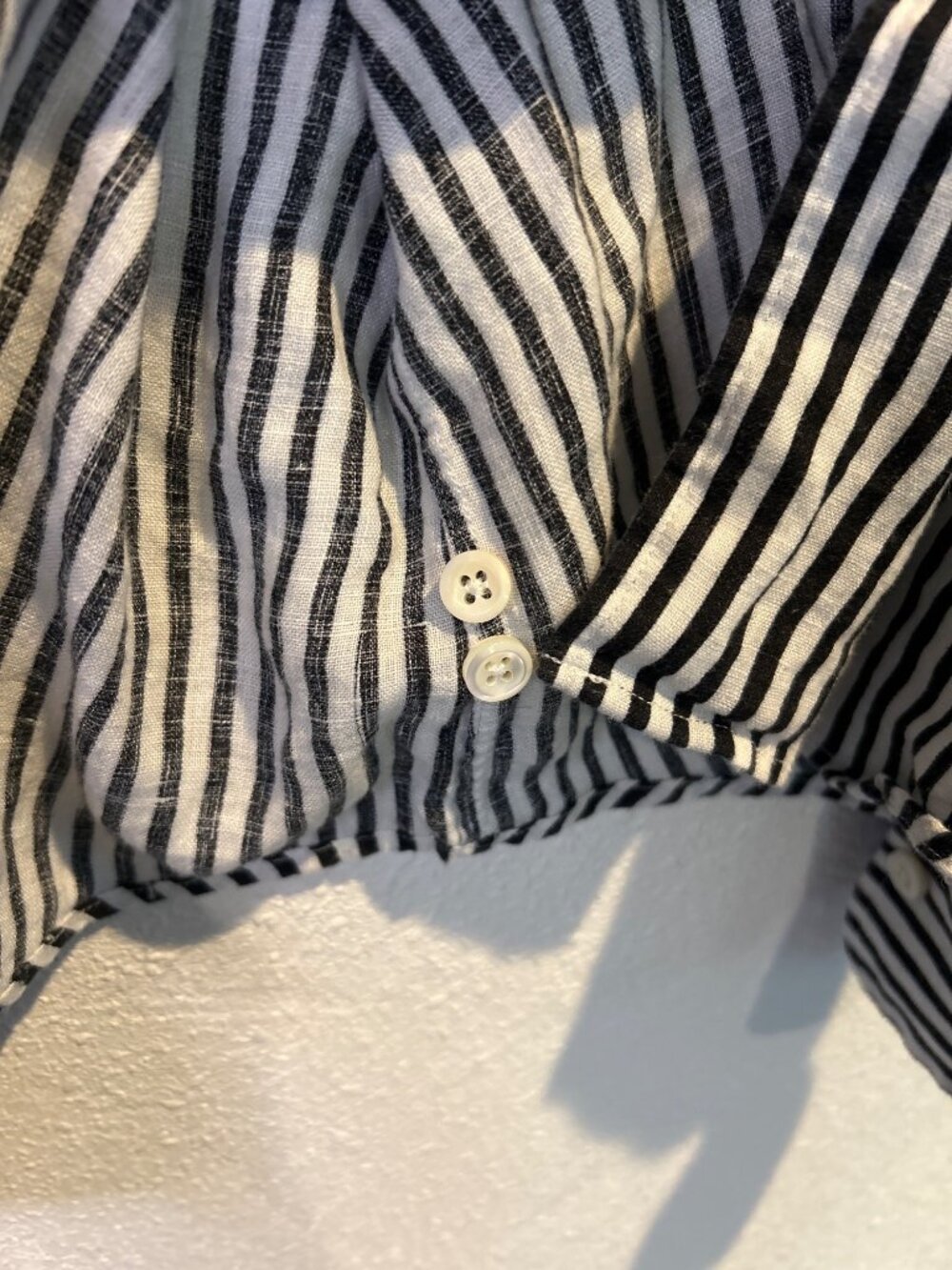Polo Ralph Lauren 100% Linen Shirt Black White Striped Custom Fit XXL - Picture 5 of 6